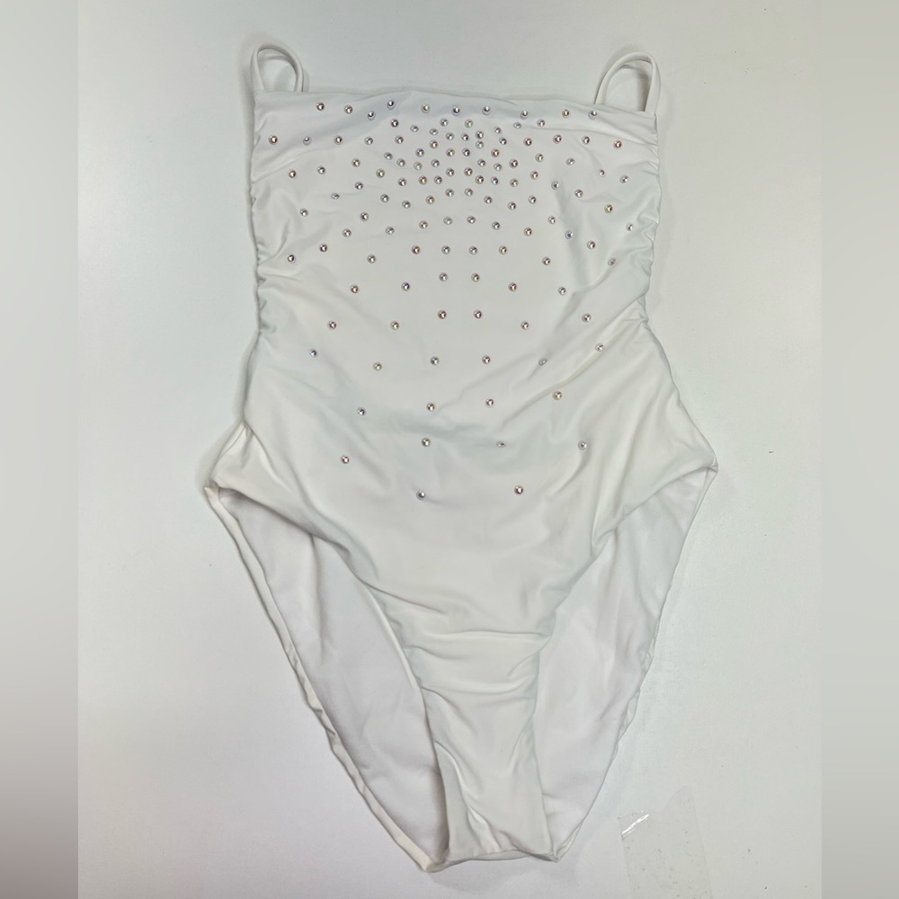 BASTA Surf Swim One Piece White Pearl Mailot Swimsuit Backless Size Small NEW